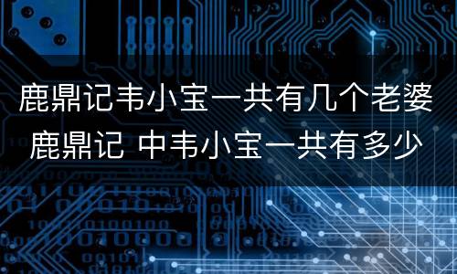 鹿鼎记韦小宝一共有几个老婆 鹿鼎记 中韦小宝一共有多少个老婆