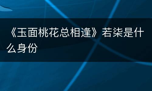 《玉面桃花总相逢》若柒是什么身份