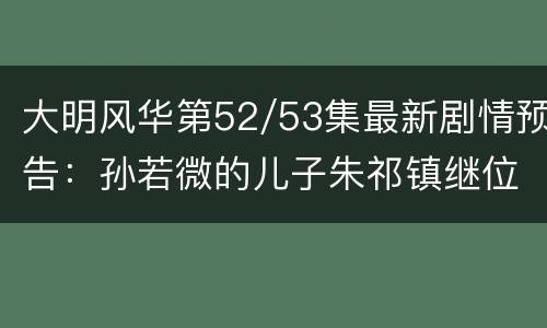 大明风华第52/53集最新剧情预告：孙若微的儿子朱祁镇继位
