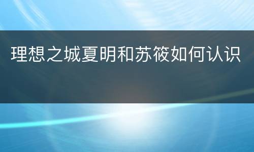 理想之城夏明和苏筱如何认识