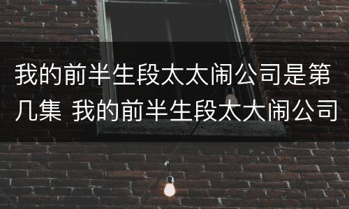 我的前半生段太太闹公司是第几集 我的前半生段太大闹公司是第几集