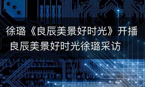 徐璐《良辰美景好时光》开播 良辰美景好时光徐璐采访