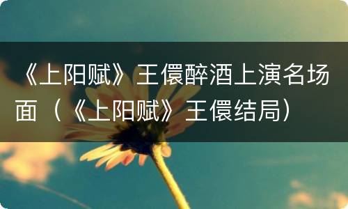 《上阳赋》王儇醉酒上演名场面（《上阳赋》王儇结局）