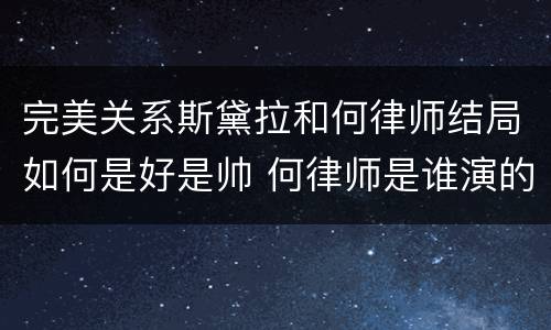 完美关系斯黛拉和何律师结局如何是好是帅 何律师是谁演的