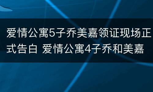 爱情公寓5子乔美嘉领证现场正式告白 爱情公寓4子乔和美嘉告白
