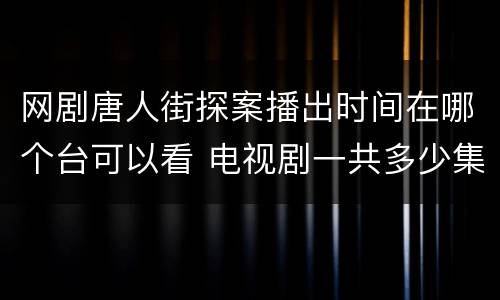 网剧唐人街探案播出时间在哪个台可以看 电视剧一共多少集