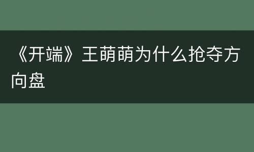 《开端》王萌萌为什么抢夺方向盘