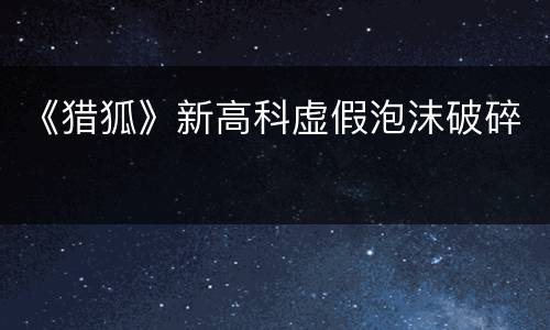 《猎狐》新高科虚假泡沫破碎