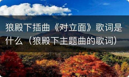 狼殿下插曲《对立面》歌词是什么（狼殿下主题曲的歌词）