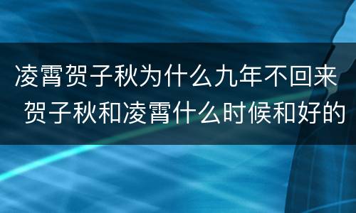 凌霄贺子秋为什么九年不回来 贺子秋和凌霄什么时候和好的