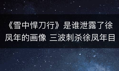 《雪中悍刀行》是谁泄露了徐凤年的画像 三波刺杀徐凤年目的揭秘