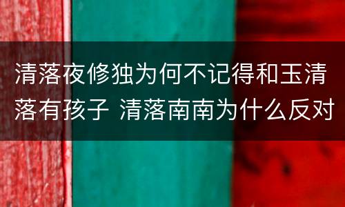 清落夜修独为何不记得和玉清落有孩子 清落南南为什么反对清落婚事