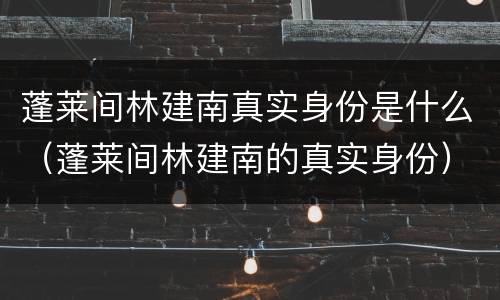 蓬莱间林建南真实身份是什么（蓬莱间林建南的真实身份）