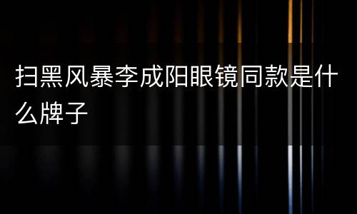 扫黑风暴李成阳眼镜同款是什么牌子