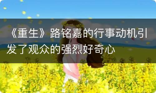 《重生》路铭嘉的行事动机引发了观众的强烈好奇心
