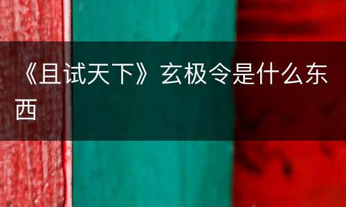 《且试天下》玄极令是什么东西