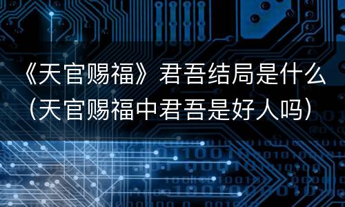 《天官赐福》君吾结局是什么（天官赐福中君吾是好人吗）
