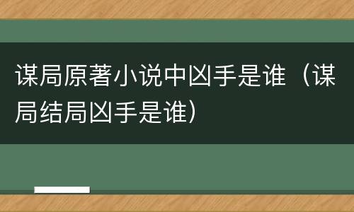 谋局原著小说中凶手是谁（谋局结局凶手是谁）