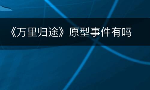 《万里归途》原型事件有吗