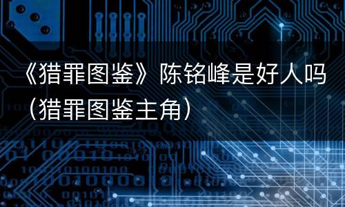 《猎罪图鉴》陈铭峰是好人吗（猎罪图鉴主角）