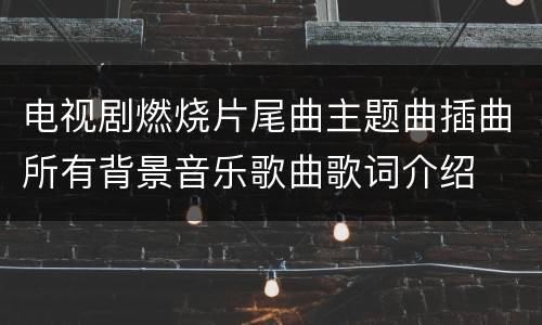 电视剧燃烧片尾曲主题曲插曲所有背景音乐歌曲歌词介绍
