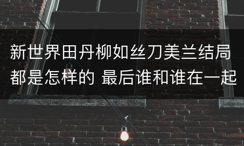 新世界田丹柳如丝刀美兰结局都是怎样的 最后谁和谁在一起了
