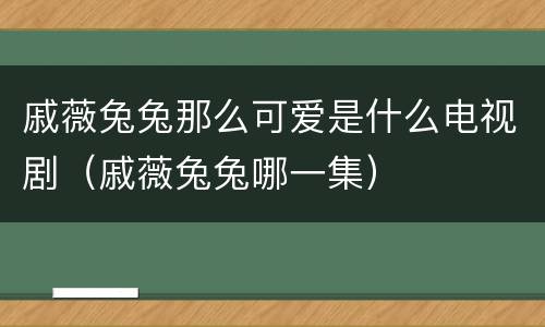 戚薇兔兔那么可爱是什么电视剧（戚薇兔兔哪一集）