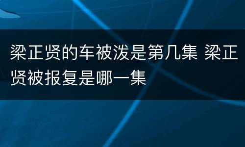 梁正贤的车被泼是第几集 梁正贤被报复是哪一集