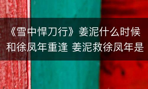 《雪中悍刀行》姜泥什么时候和徐凤年重逢 姜泥救徐凤年是哪一章