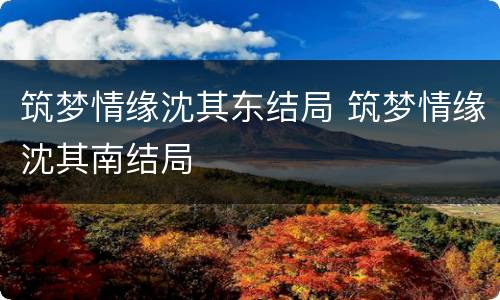 筑梦情缘沈其东结局 筑梦情缘沈其南结局