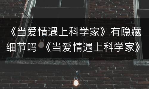 《当爱情遇上科学家》有隐藏细节吗 《当爱情遇上科学家》剧情