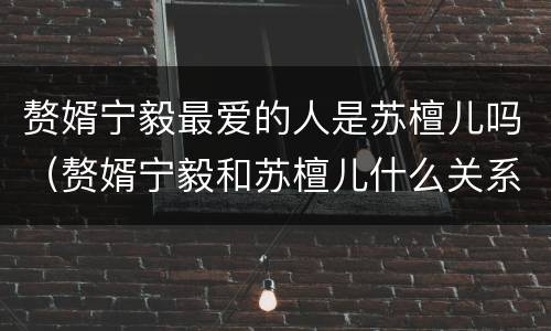 赘婿宁毅最爱的人是苏檀儿吗（赘婿宁毅和苏檀儿什么关系）