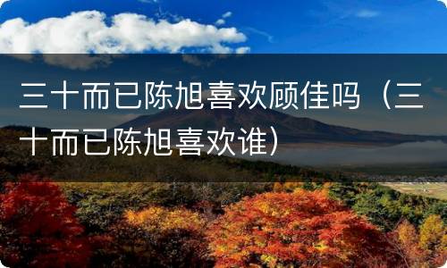 三十而已陈旭喜欢顾佳吗（三十而已陈旭喜欢谁）