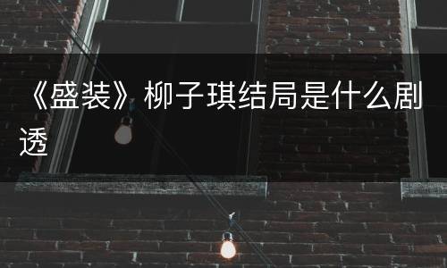 《盛装》柳子琪结局是什么剧透