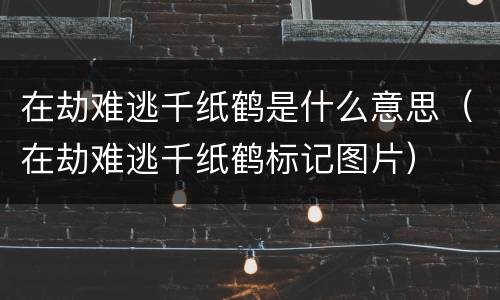 在劫难逃千纸鹤是什么意思（在劫难逃千纸鹤标记图片）