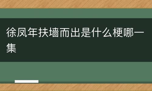 徐凤年扶墙而出是什么梗哪一集