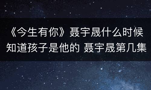 《今生有你》聂宇晟什么时候知道孩子是他的 聂宇晟第几集知道真相