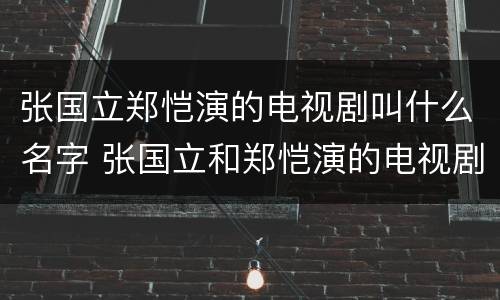 张国立郑恺演的电视剧叫什么名字 张国立和郑恺演的电视剧叫什么名字