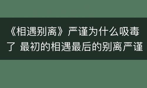 《相遇别离》严谨为什么吸毒了 最初的相遇最后的别离严谨为什么会吸毒