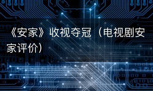 《安家》收视夺冠（电视剧安家评价）