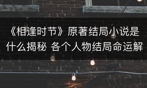 《相逢时节》原著结局小说是什么揭秘 各个人物结局命运解析