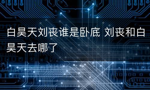 白昊天刘丧谁是卧底 刘丧和白昊天去哪了