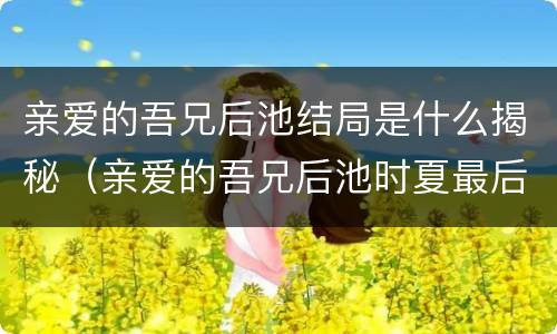 亲爱的吾兄后池结局是什么揭秘（亲爱的吾兄后池时夏最后结局）