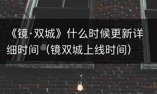 《镜·双城》什么时候更新详细时间（镜双城上线时间）