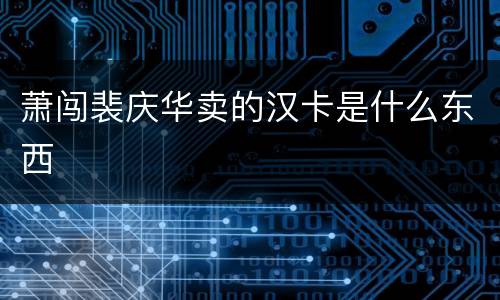 萧闯裴庆华卖的汉卡是什么东西