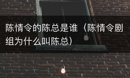 陈情令的陈总是谁（陈情令剧组为什么叫陈总）