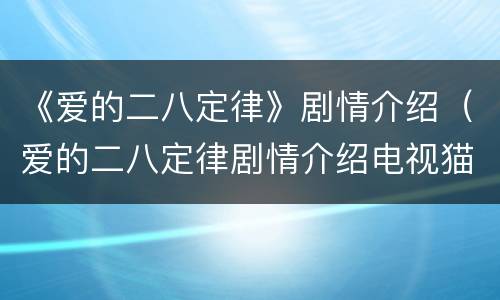 《爱的二八定律》剧情介绍（爱的二八定律剧情介绍电视猫）