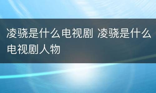 凌骁是什么电视剧 凌骁是什么电视剧人物