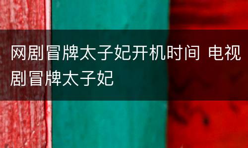 网剧冒牌太子妃开机时间 电视剧冒牌太子妃