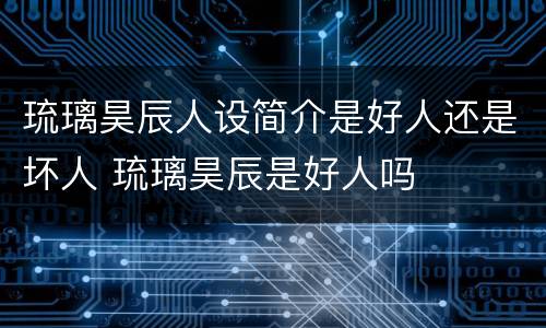 琉璃昊辰人设简介是好人还是坏人 琉璃昊辰是好人吗